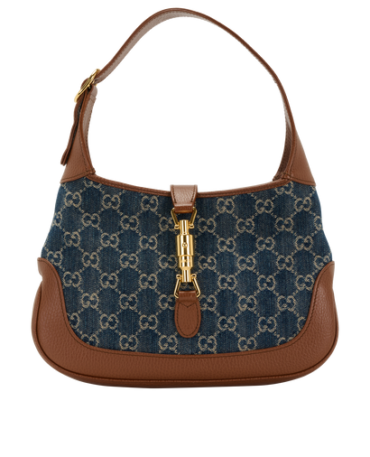 Medium Jackie 1961, &pound;895, Handbags, Brown, Denim/Leather, Front view